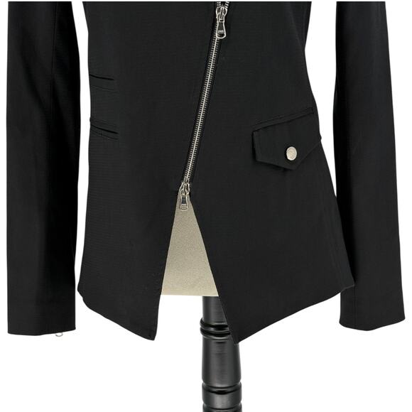 Veronica Beard Hadley Moto Black Jacket with Striped Varsity Dickey Size Small - Picture 13 of 16